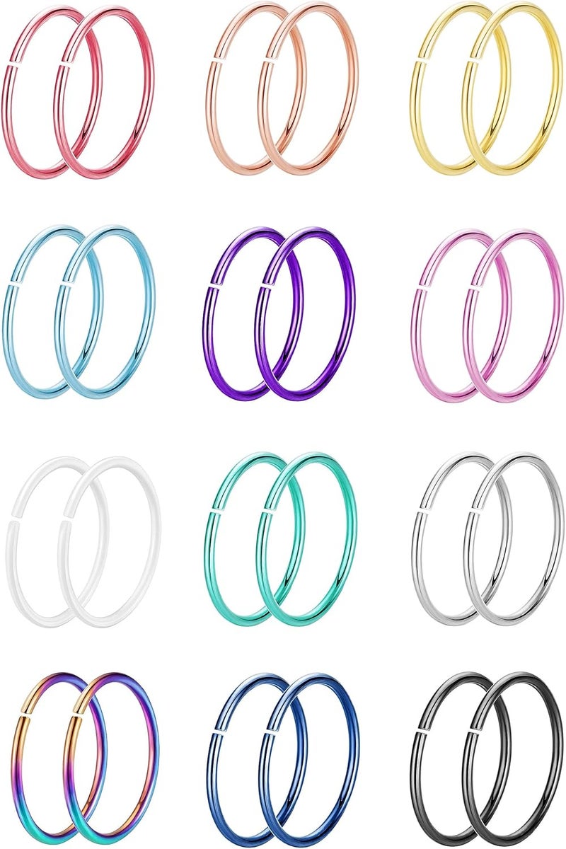 NICEIGHT 18G 20G 22G Stainless Steel Nose Rings Hoops for Women Men Cartilage Helix Earring Hoops Lip Rings Nose Piercing Jewelry - Image 1